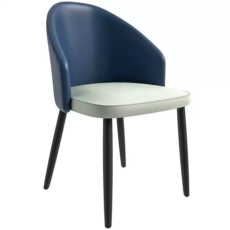 Modern Upholstered Dining Chair with Curved Back and Black Oak Legs