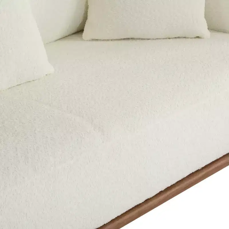 Christopher Knight Home Tadg 82 Rubberwood Boucle Upholstered 3 Seater Curved Sofa with 3 Pillows and Round Arm
