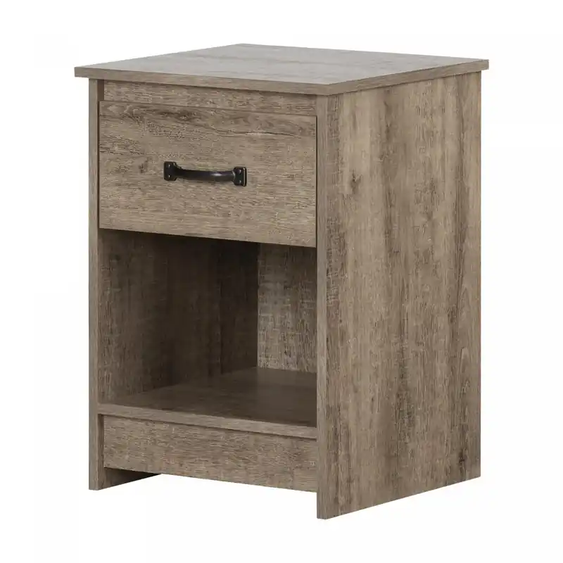 1-drawer Nightstand With Open Storage Space - Weathered Oak