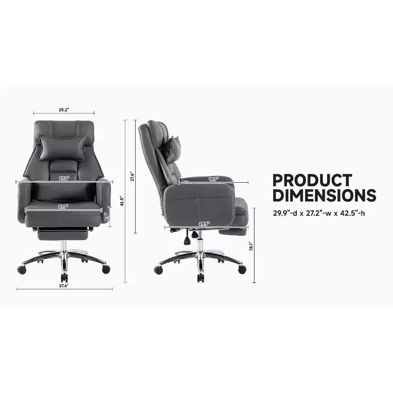 360° Swivel Ergonomic Recliner Office Chair with Footrest, Headrest & Lumbar Pillow, 400 lbs