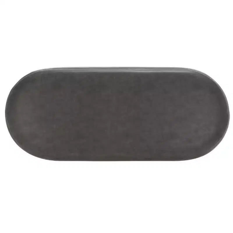 Oval Bench, Grey PU Leather Seat, Elegant Accent Seating - BCH6403