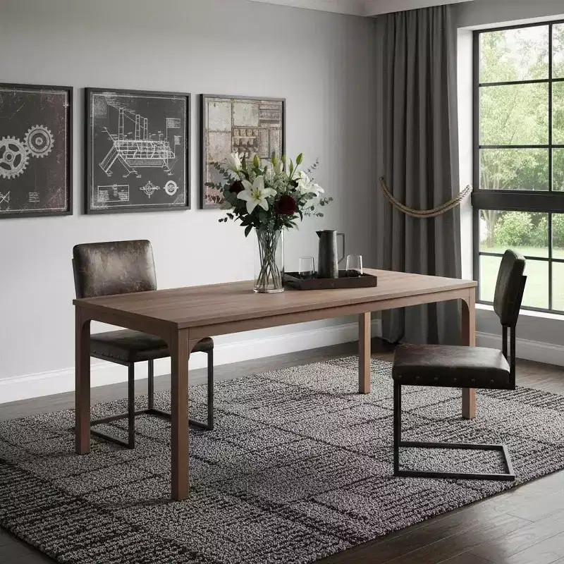 HomeRoots 46 Brown Wood and Iron Dining Table