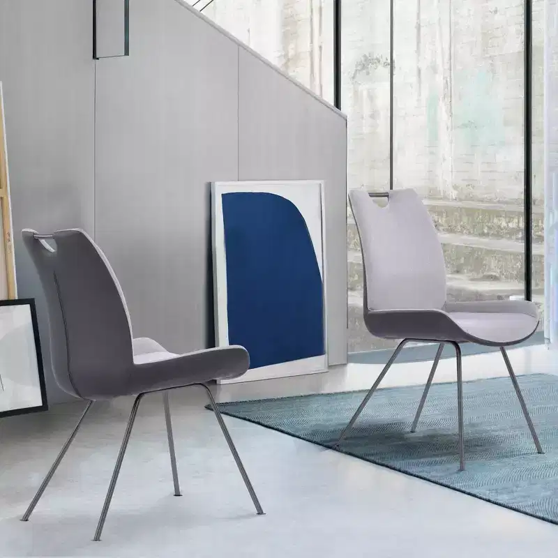 Set of 2 Delvar Contemporary Dining Chair Pewter Fabric - Armen Living: Upholstered, Wood Frame, Spot Clean