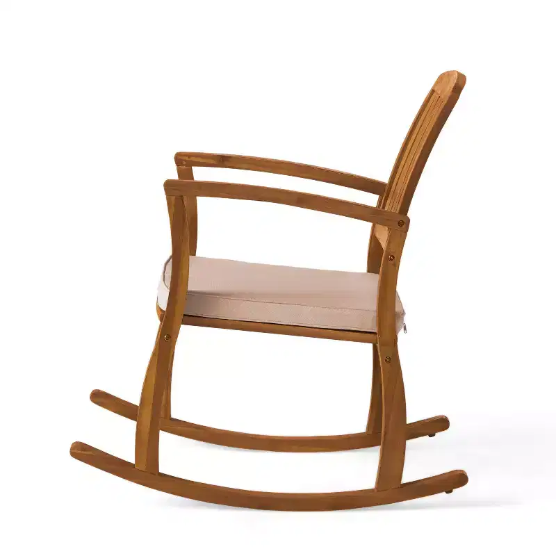 Selma Acacia Rocking Chair with Cushion: Weather-Resistant, Gentle Motion - Christopher Knight Home
