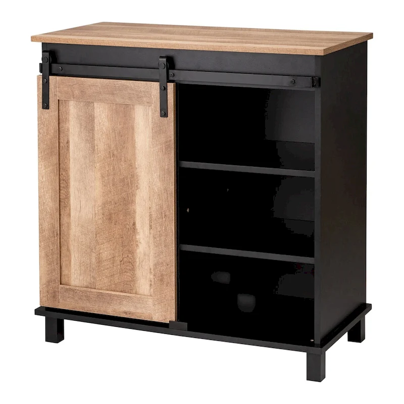 Glitzhome 32.25H Mid Centry Modern Industrial Bar Cabinet Buffet Sideboard