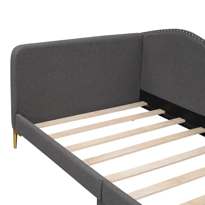 Upholstered Daybed with Guardrail and Headboard