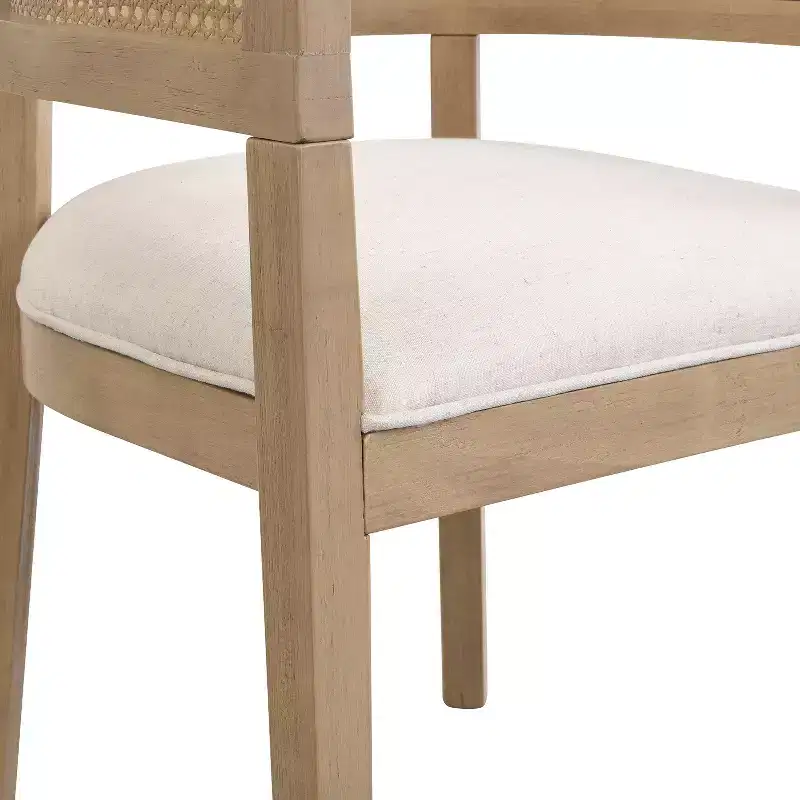Christopher Knight Home Cinnabar 19.75 Seat Height Upholstered Rubberwood Tub Dining Chairs with Cane Back(Set of 2)