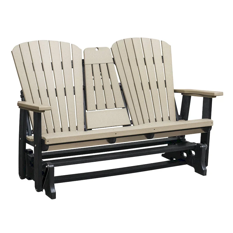 American Furniture Classics Two Seat Fan Back Glider with Drop Down Table/Cup Holder - N/A
