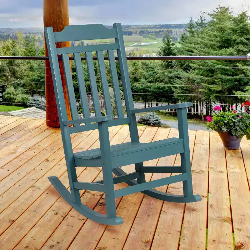 Emma and Oliver All-Weather Rocking Chair in Faux Wood - Patio and Backyard Furniture