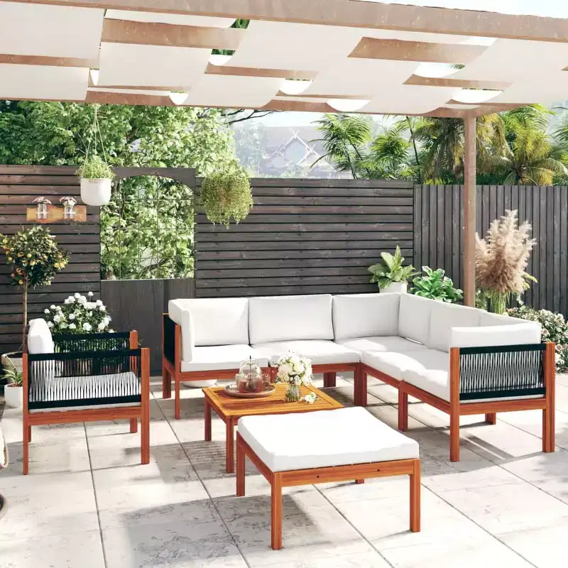 vidaXL Garden Lounge Set Cream Solid acacia wood Medium Modular