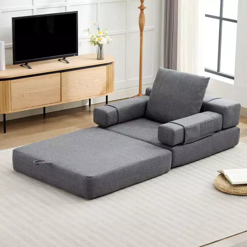 Fold-Down Convertible Sleeper Sofa Chair with Removable Armrests & Washable Cover