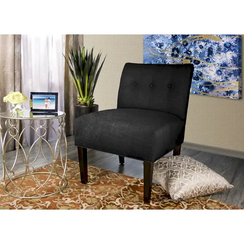 MJL Furniture Obsession Button Tufted Accent Chair in Brownstone (AS IS)
