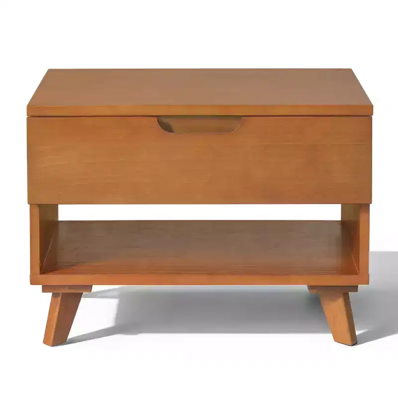 Christopher Knight Home Vasilisa Mid-Century Modern Rubberwood Nightstand with 1 Drawer and 1 Open Shelf