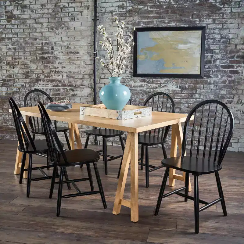 Christopher Knight Home Ansley 7 Pieces Farmhouse Rubber Wood Dining Set