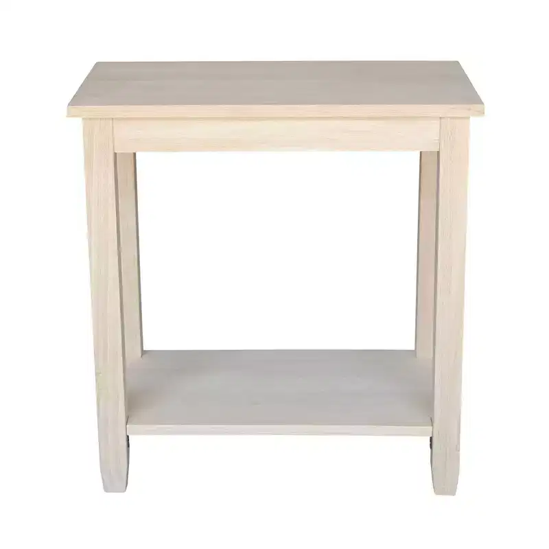 Beige Rectangle End Table with Shelf, 1-Piece