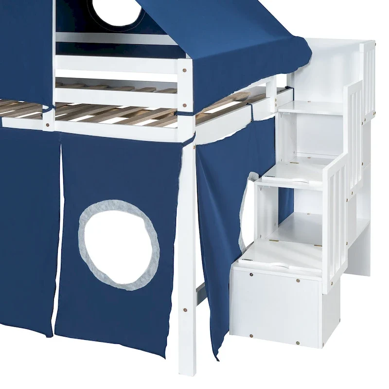 Loft Bed with Tent and Tower