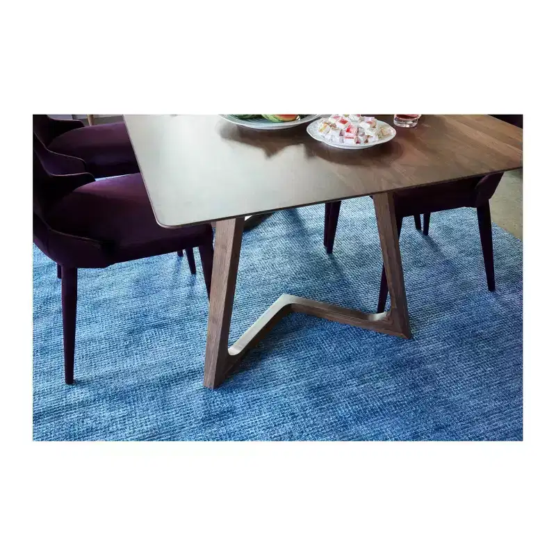 Grizzly Flats Dining Table Rectangular Walnut - Alder Bay: Modern Style, Seats 8, Wood Double Pedestal Base