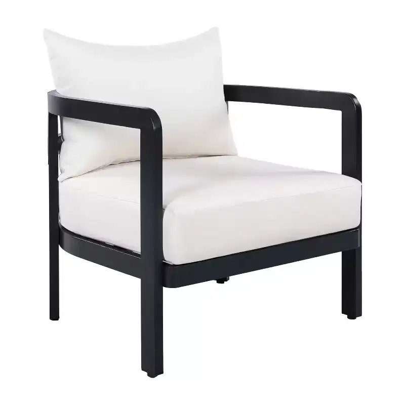 Christopher Knight Home Rosa Modern Aluminium Patio Accent Chairs with Curved Backrest and Cushion (Set of 2)