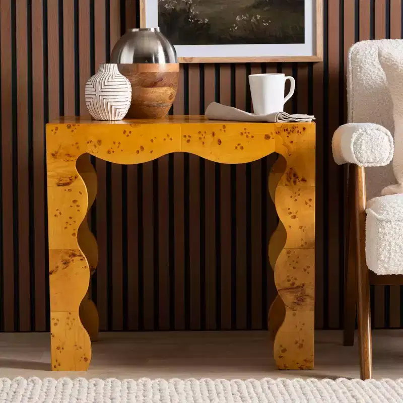 Huxley Modern and Contemporary Natural Real Burl Wood End Table