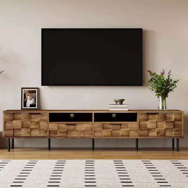 MAYEERTY Mid Century TV Stand with 2 Drawers, Media Console Table for TVs up to 85, Entertainment Center with STorage for Living Room