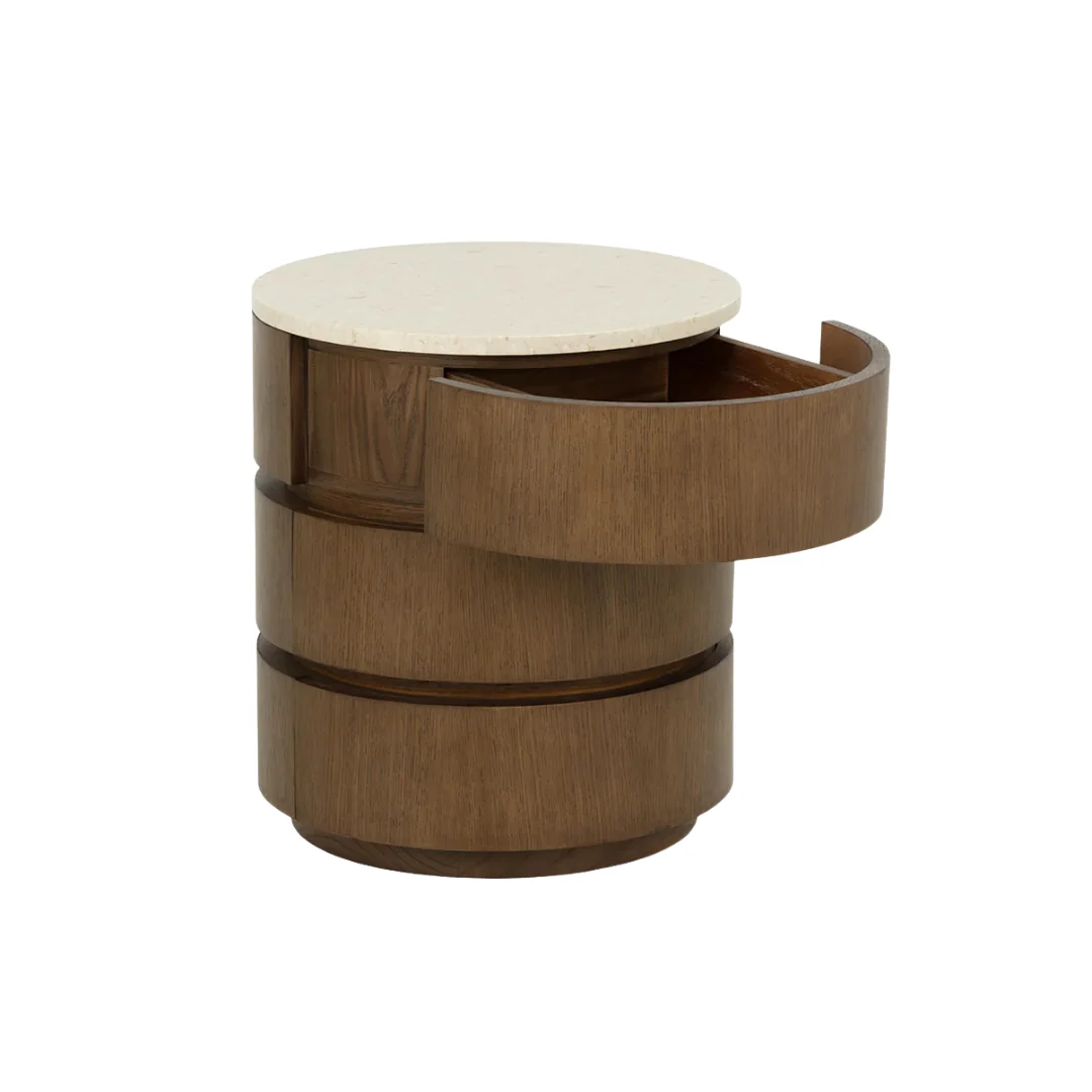 Modern Marble Nightstand with Storage, Sculptural - Bedroom | Polished Finish