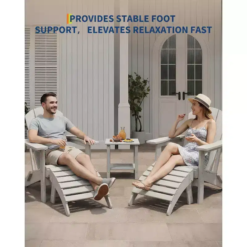 All-Weather Folding Adirondack Ottoman, HDPE Outdoor Footrest, Weather-Resistant Durable Easy Storage Compatible with Adirondack Chair