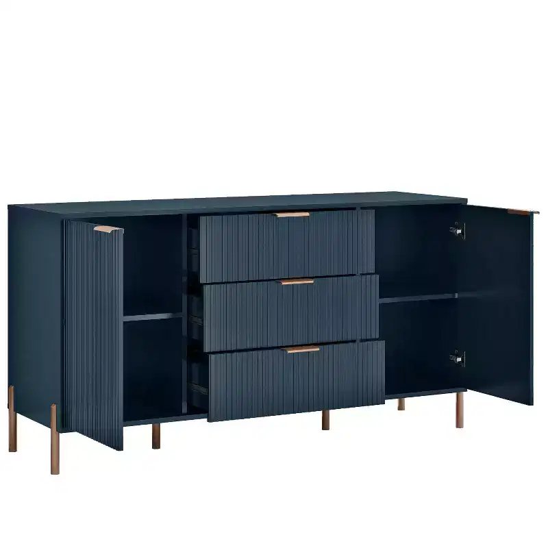 Festivo 4pc Modern Elegance Bedremm Chest and Dresser and 2 Drawer Nightstands Set Navy