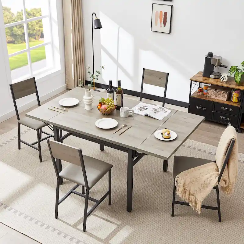 Industrial Folding Dining Table with Steel Frame