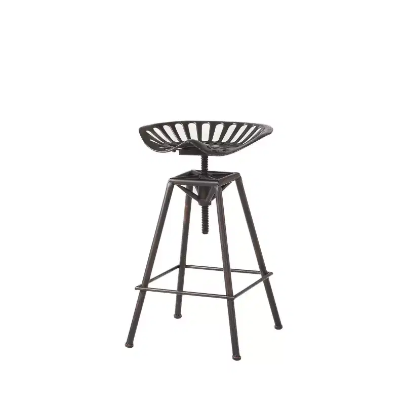 Bronze Iron Backless Adjustable Height Swivel Bar Stool, 28