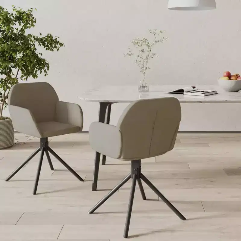 vidaXL Swivel Dining Chair Set of 2 Light Grey