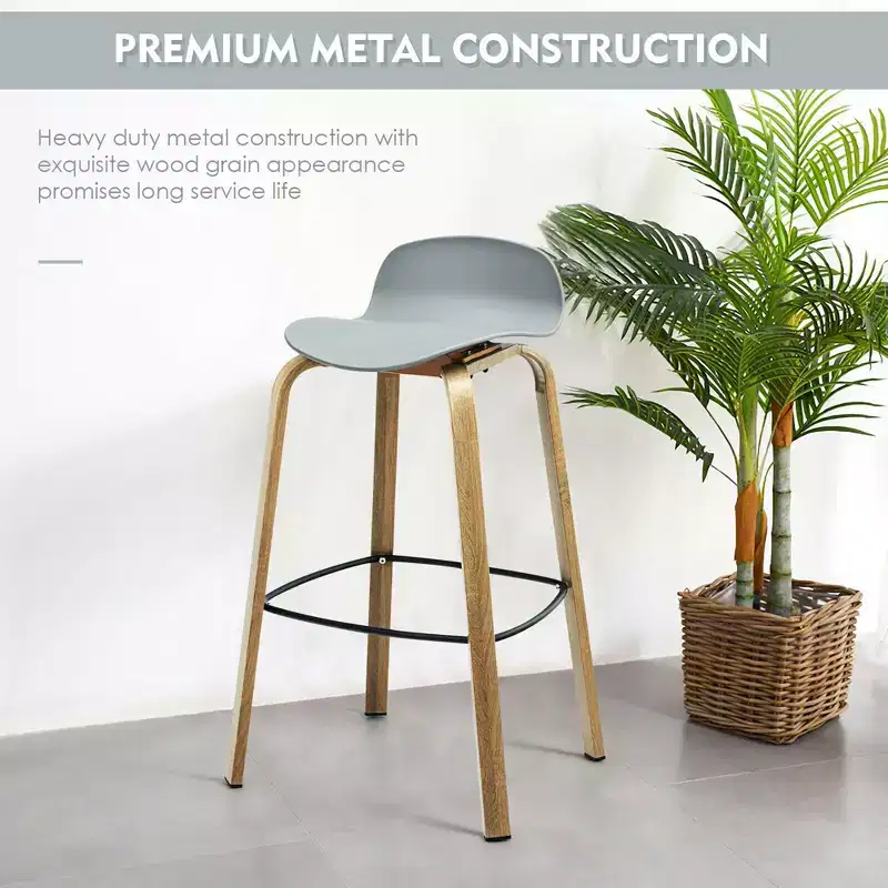 Costway Modern Set of 4 Barstools 30inch Pub Chairs w/Low Back & Metal Legs Grey