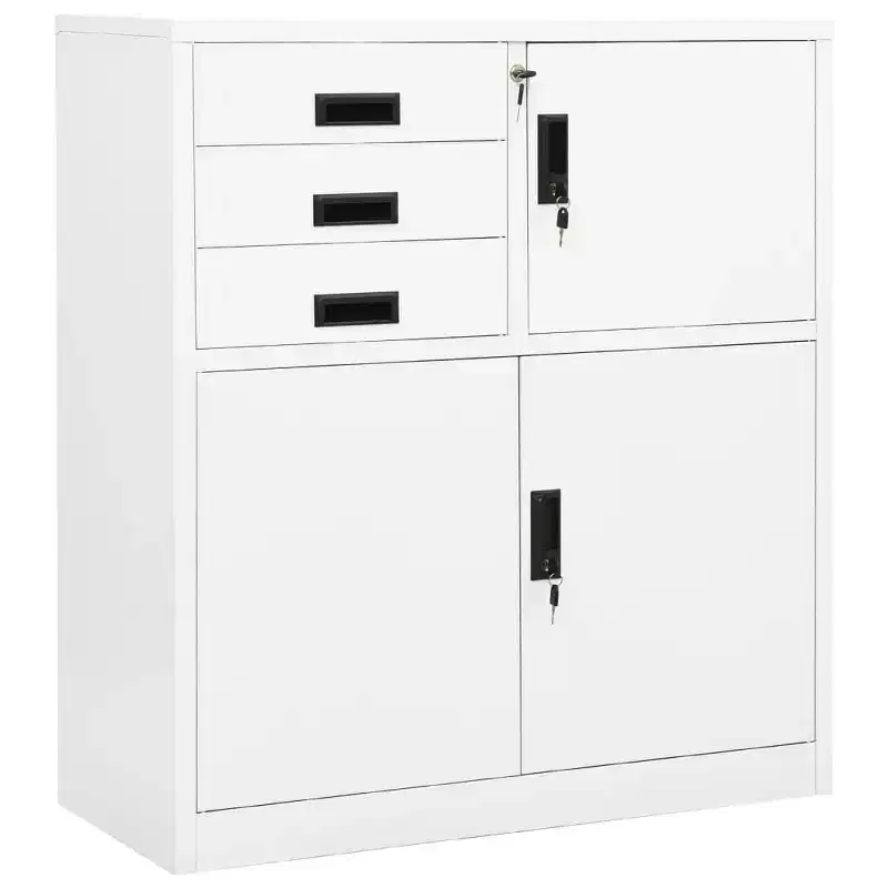 Filing Cabinet Storage Office Cabinet with Lock for Home Office Steel - Light Gray Without Planter Box