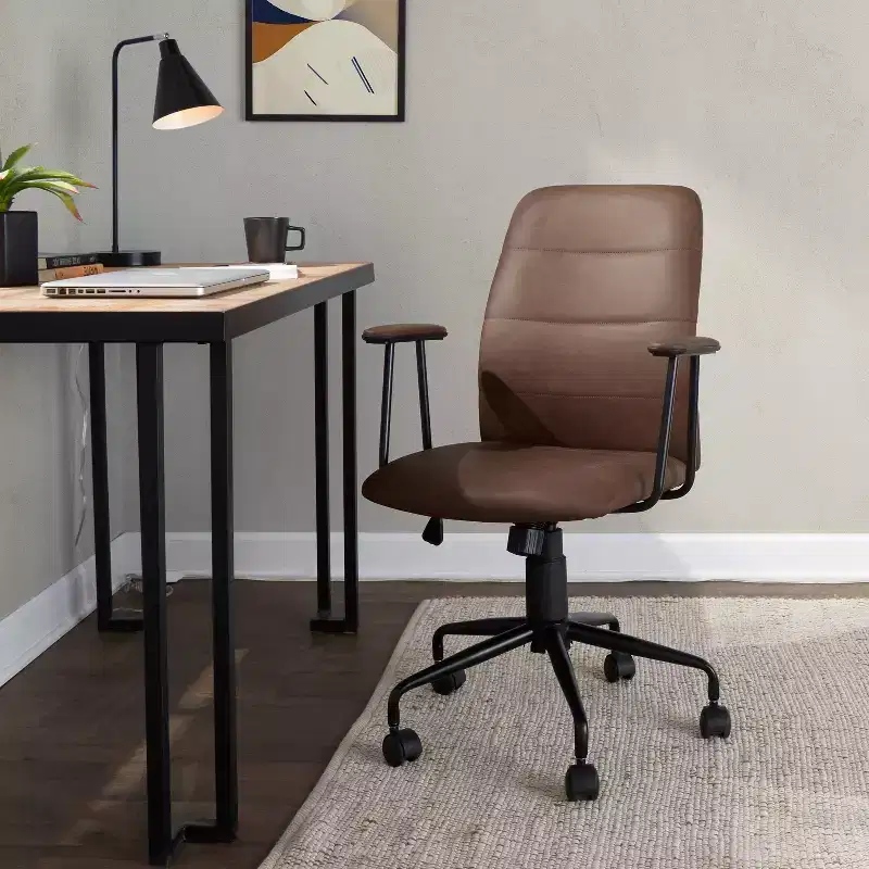 LumiSource Fredrick Office Chair Black Metal/Espresso PU