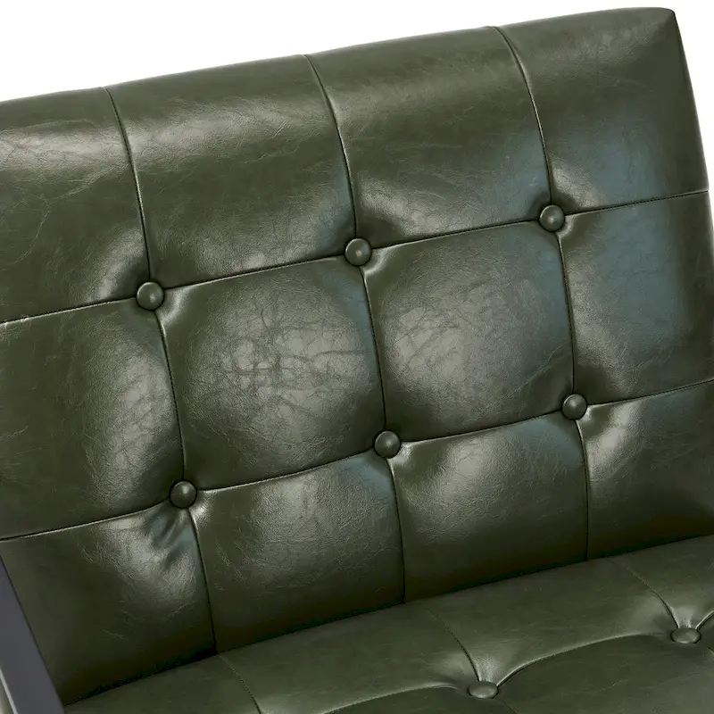 Glitzhome Modern PU Leather Tufted Accent Chair with Ottoman Set