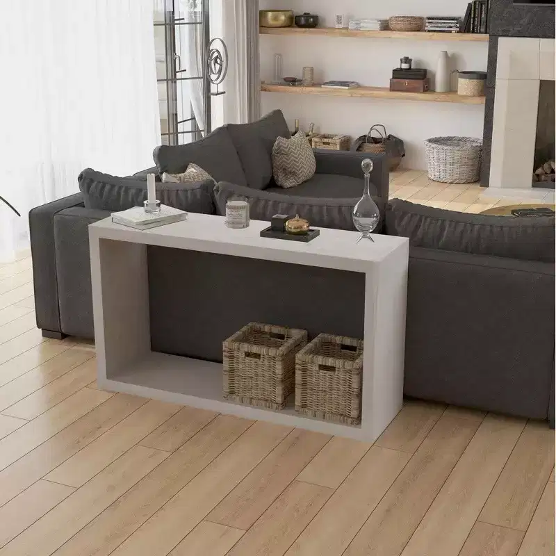 White Mango Wood Handcrafted Open Frame Sofa Console Table, 52 Inch