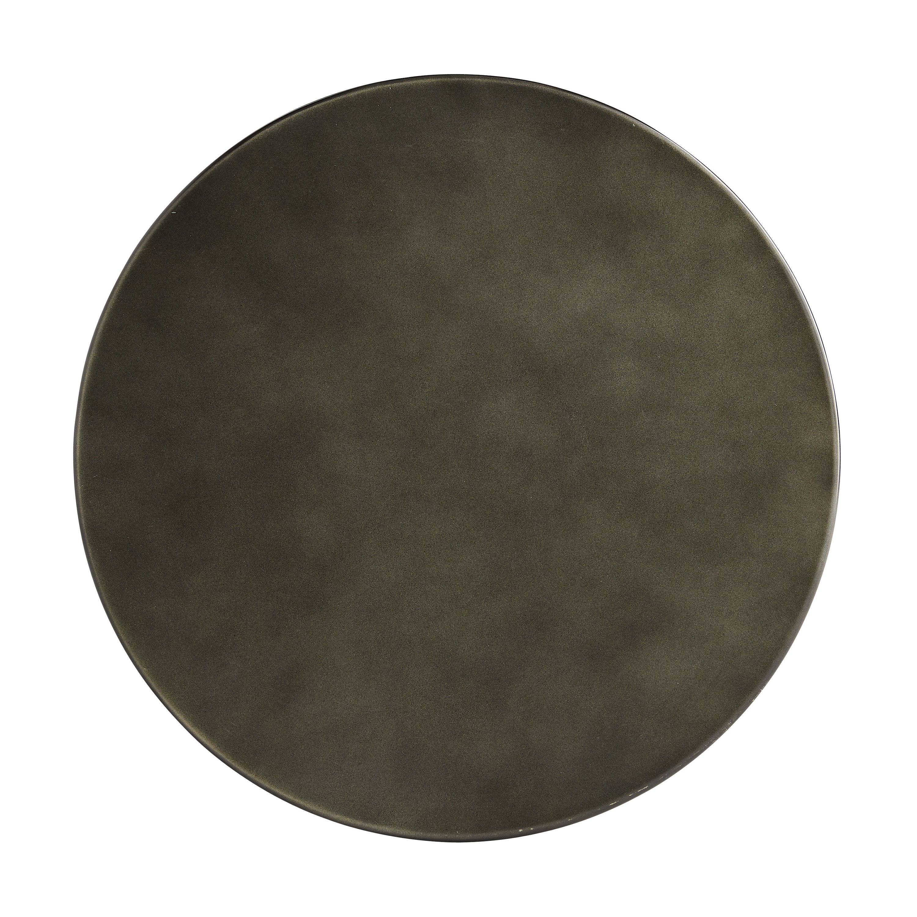 Contemporary Iron Accent Table with Round Top & Hand-Formed Carbon Finish Base for Living Room