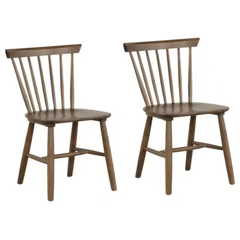 Royal Hampton Side Dining Chair Set of 2, Spindle Back, Tapered Legs, Walnut Wood
