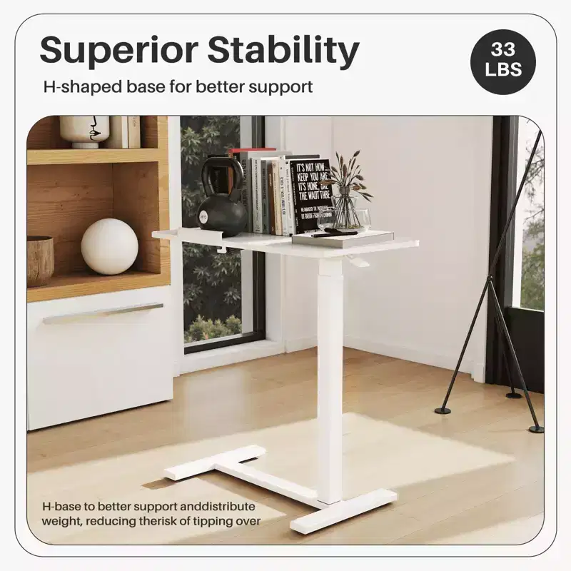 MAYEERTY Overbed Table with Wheels Adjustable Computer Desk Wood End Table