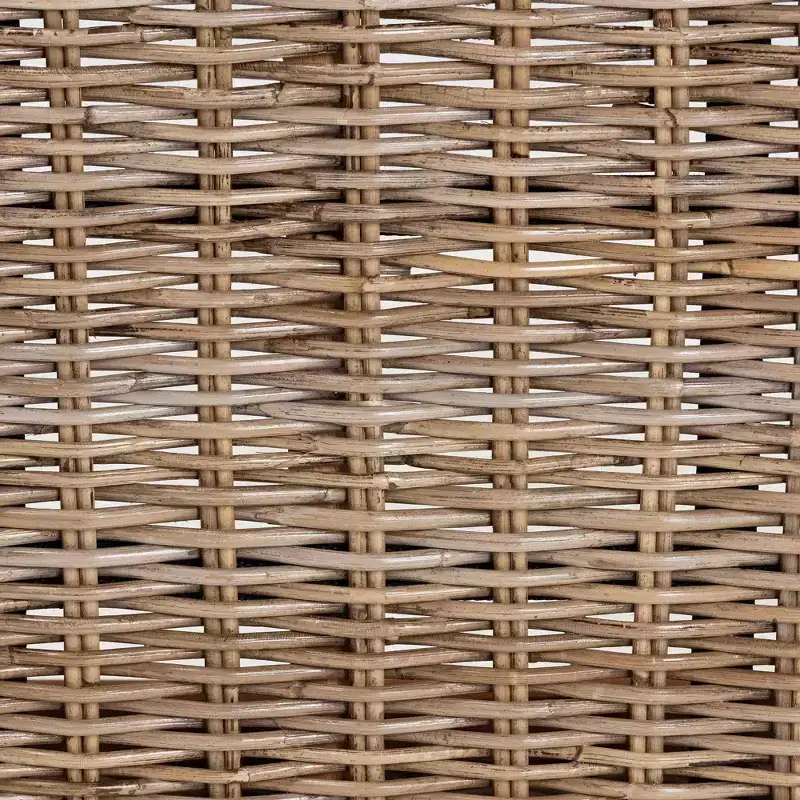 &  Natural Kubu Rattan and Acacia Wood Accent Bench Gray