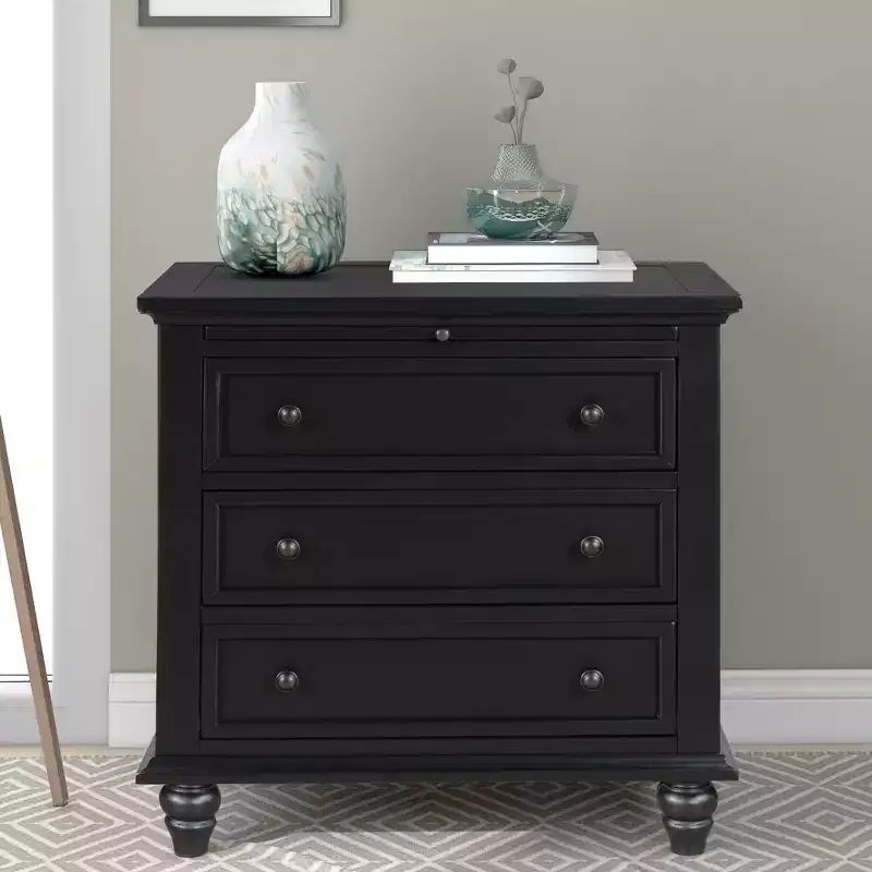 Henry 3-Drawer Storage Wood Cabinet with Pull-Out Tray, Versatile End Table