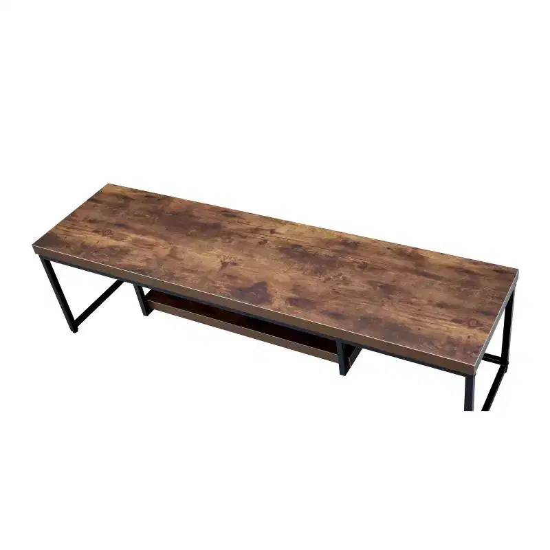 Bob TV Stand for TVs up to 59" Weathered Oak/Black Metal Finish - Acme Furniture: Sturdy Console for Television Display