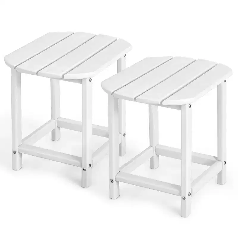 Costway 2PCS 18'' Patio Adirondack Side Table Weather Resistant Garden Yard White