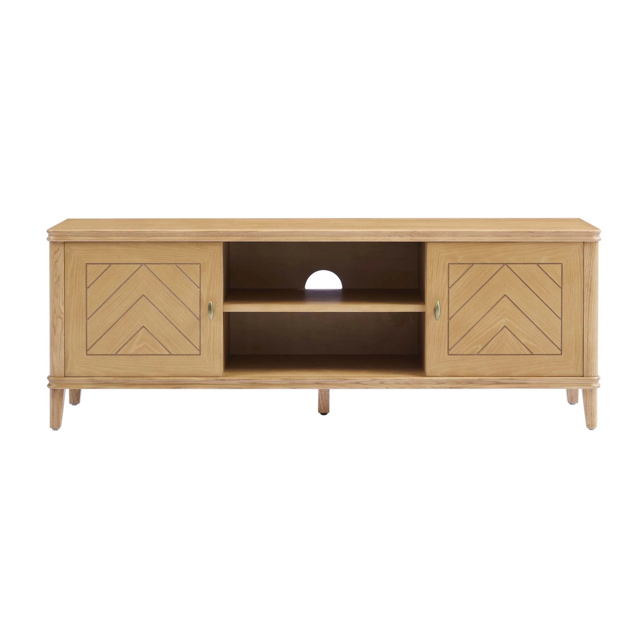 Scandi Light Wood Veneer TV Unit with Minimalist Design for TVs up to 60 Inch for Living Room