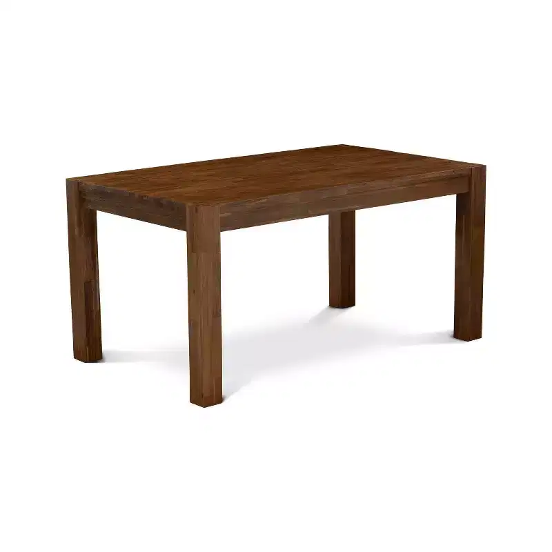 5-Piece Natural Brown Finish Solid Wood Top-Rectangular Dining Room Set-Seats 4