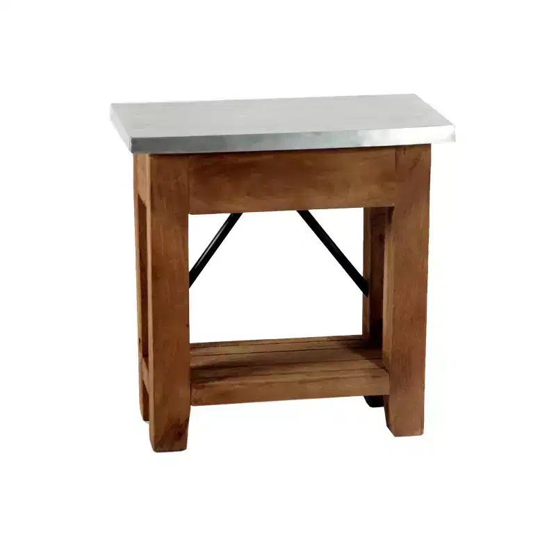 Millwork End Table with Shelf: Modern Industrial Style, Hardwood Frame