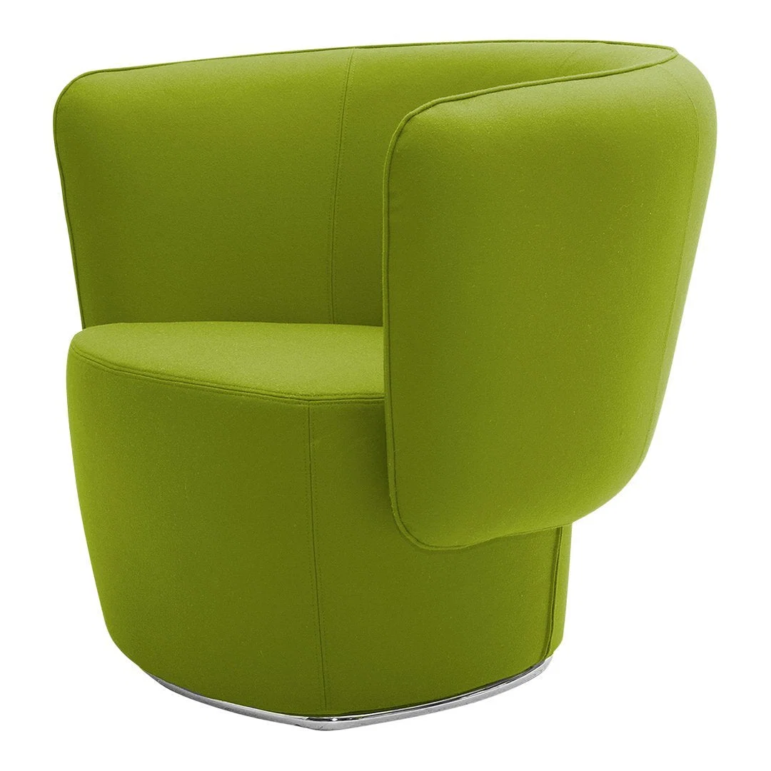 Modern Fully Padded Lounge Chair with Integrated Armrest & Oval Seat for Living Room