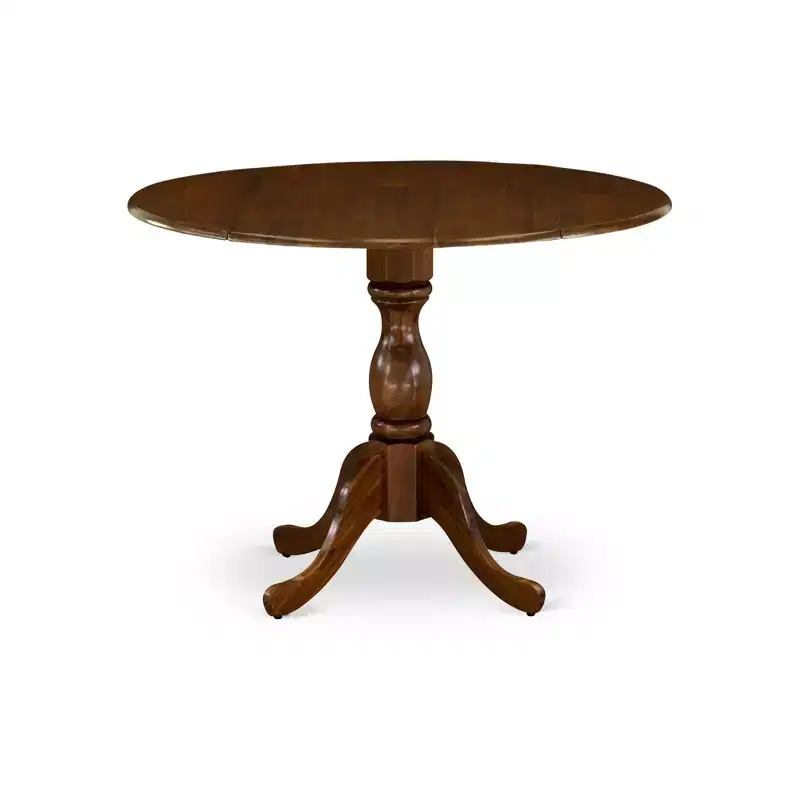 HomeStock Round Dinette Set Small Spaces Fabric Chairs Antique Walnut