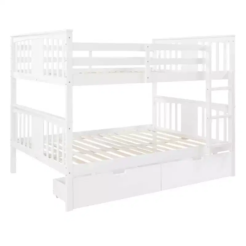 Luxystar Modern Full over Full Bunk Bed with 2 Drawers