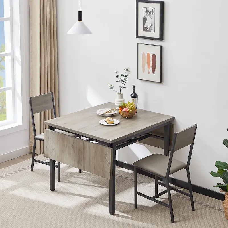 Industrial Folding Dining Table with Steel Frame