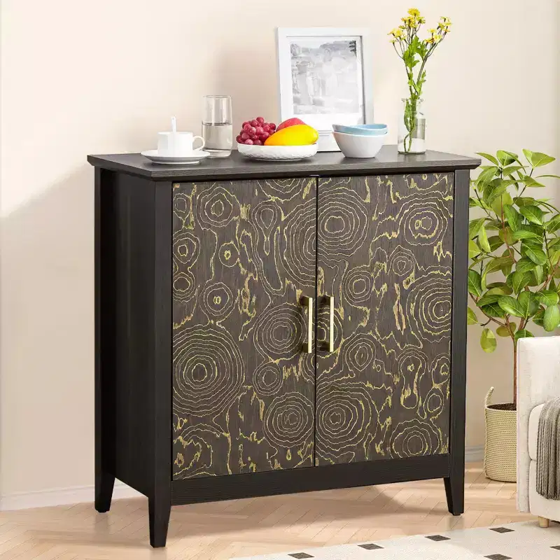 Sideboard Buffet Cabinet with Adjustable Shelves – Black